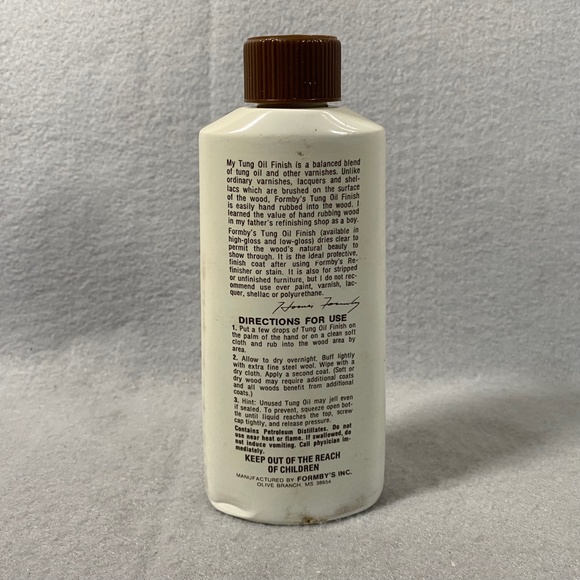 Vintage Formby’s Low Gloss Tung Oil Finish 8 FL Oz Discontinued ~ 90% Full - Picture 2 of 4